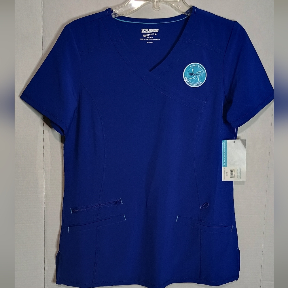 Scrubstar Women's Royal Blue V-Neck Scrub Top Size XS